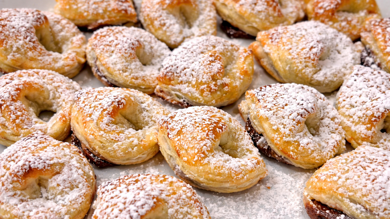 Tortellini dolci di pasta sfoglia ripieni di Nutella