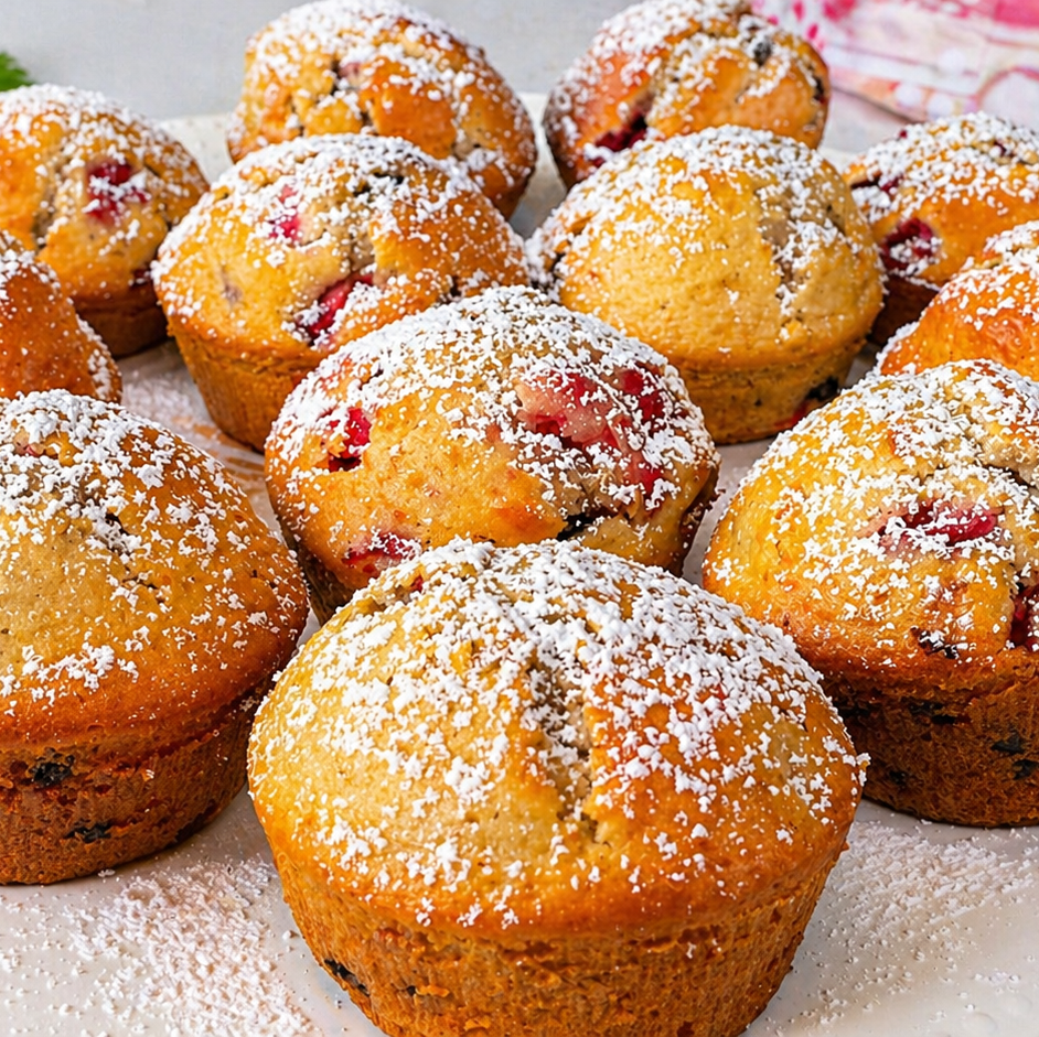 Muffin con gocce di cioccolato e fragole