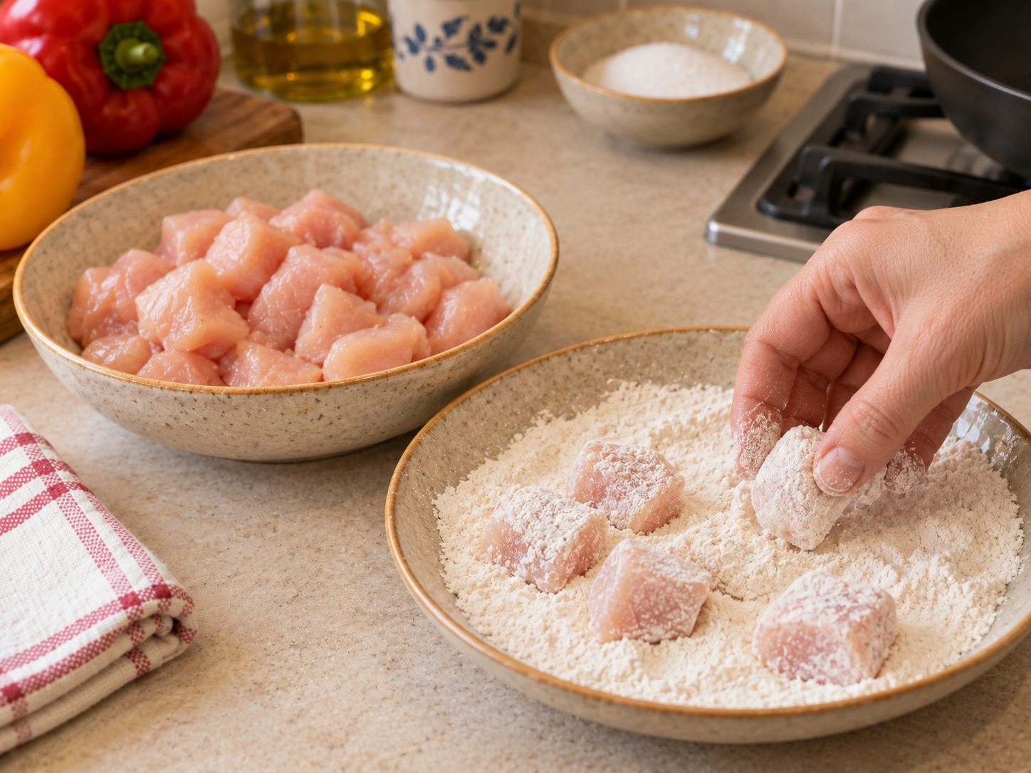 Pollo e peperoni in agrodolce