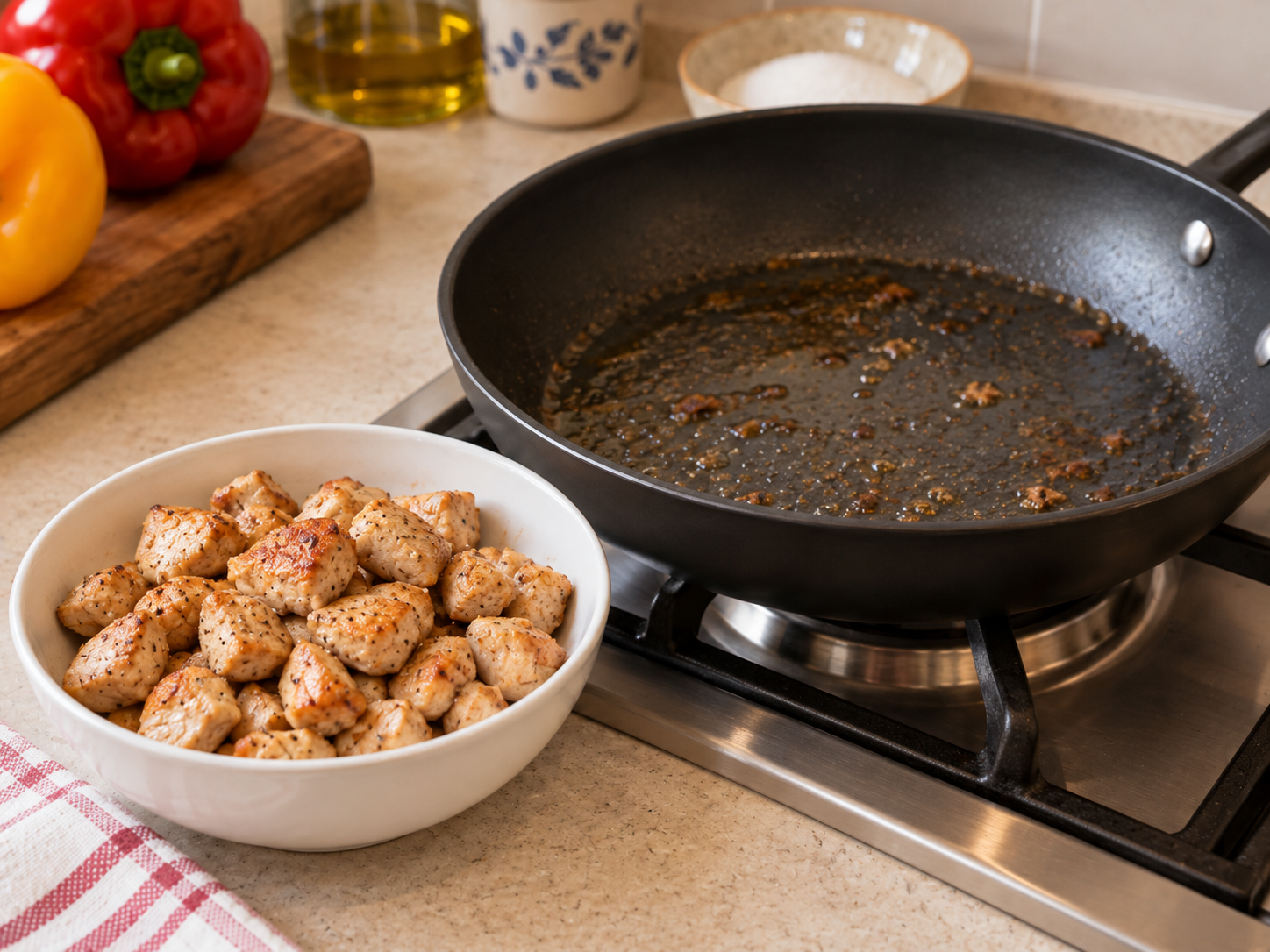 Pollo e peperoni in agrodolce