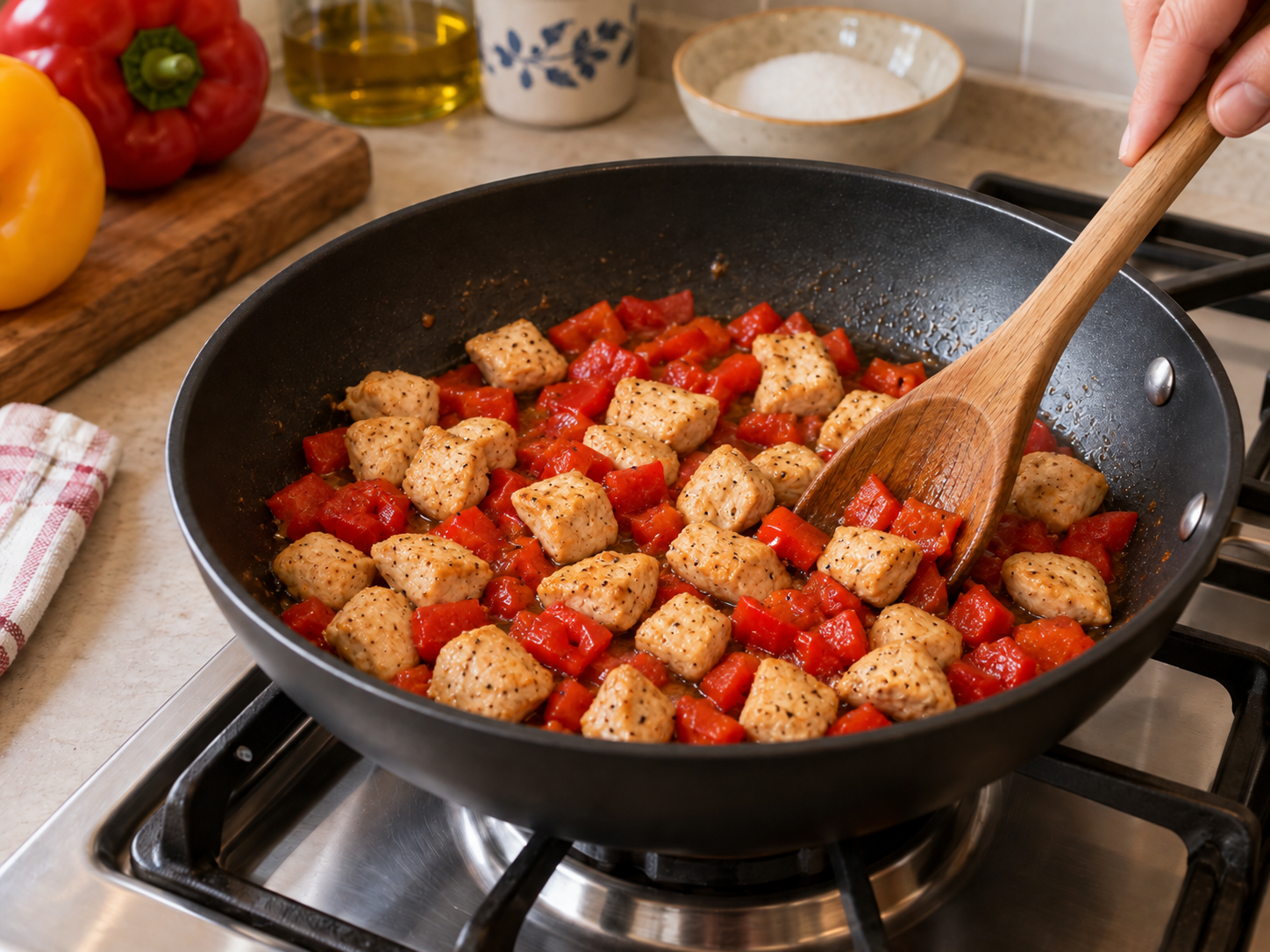 Pollo e peperoni in agrodolce