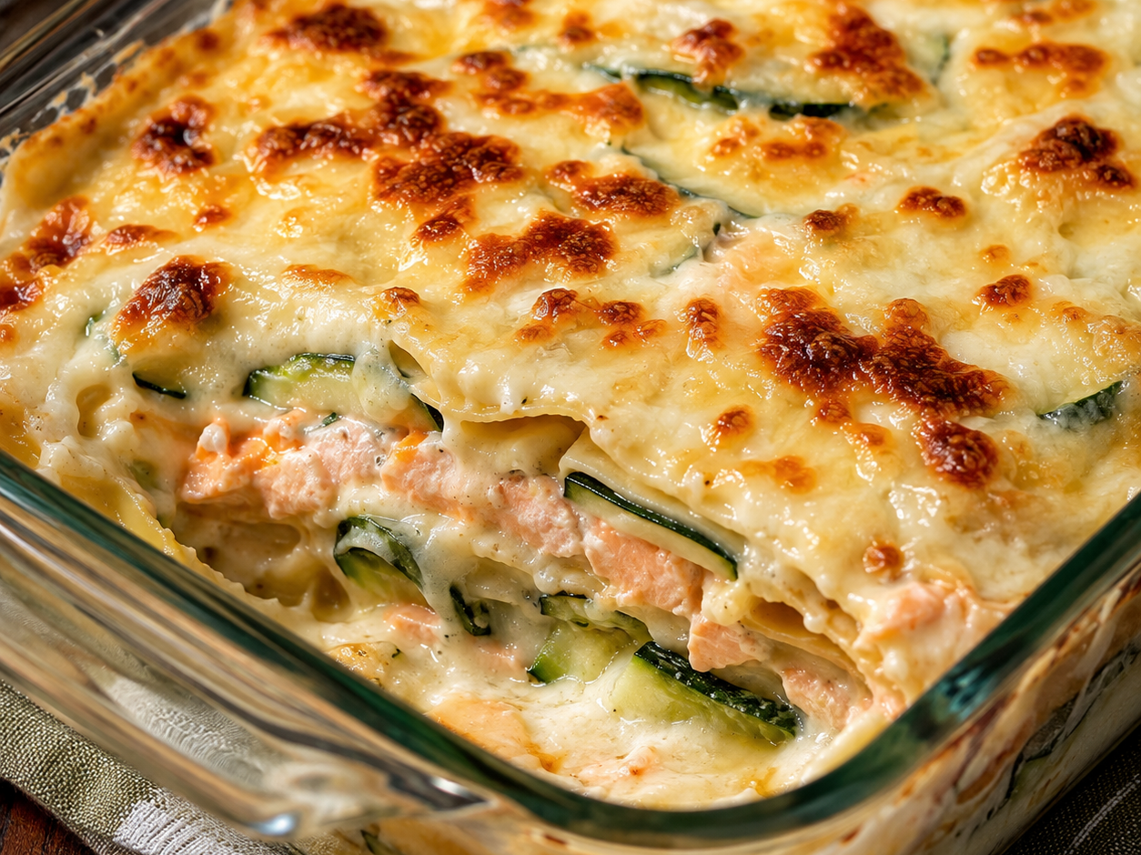 Lasagne con zucchine e salmone