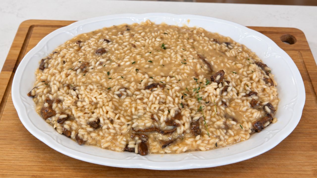 Risotto ai funghi porcini secchi cremoso con timo