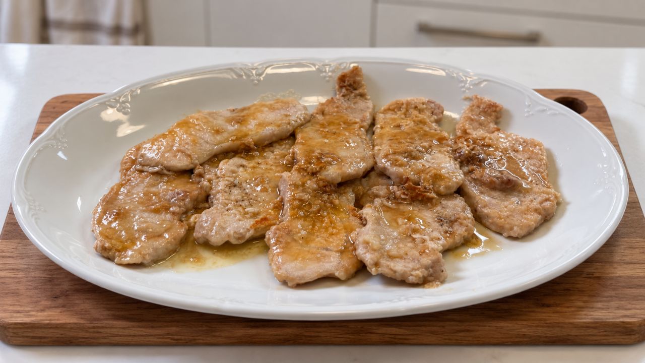 Scaloppine al Marsala con lonza di maiale e salsa