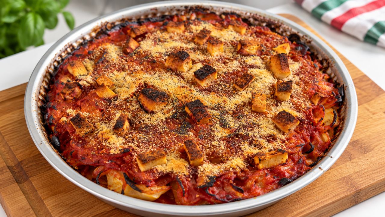 Patate a sfincione con cipolla, pomodoro e caciocavallo
