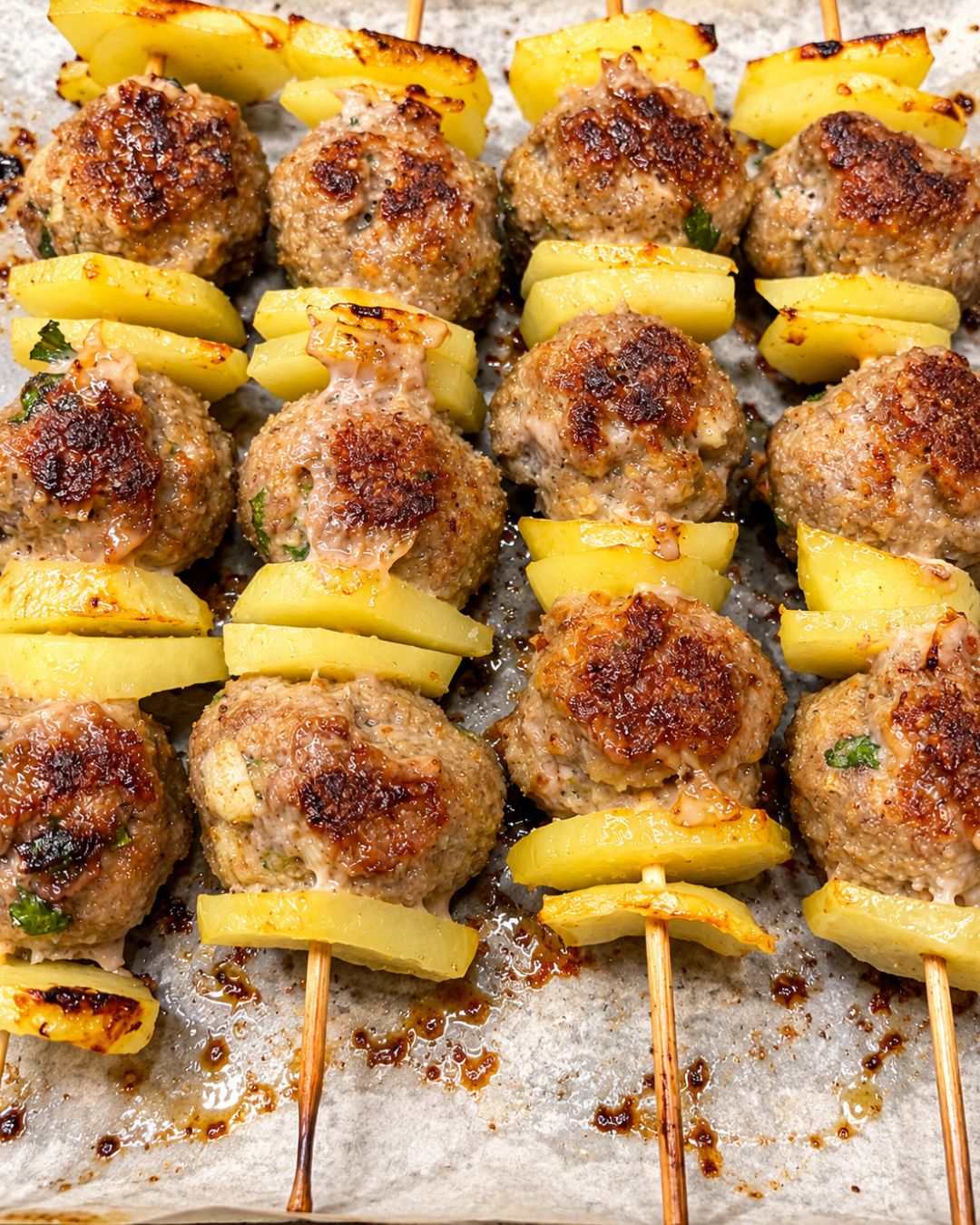 Spiedini di polpette e patate