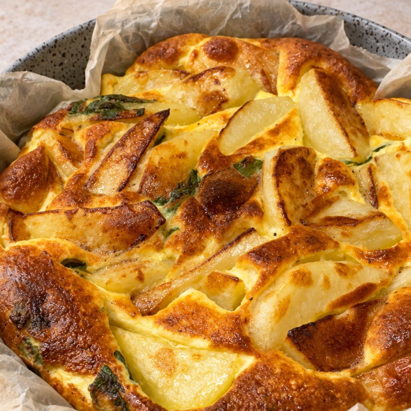 Torta di patate e uova al forno