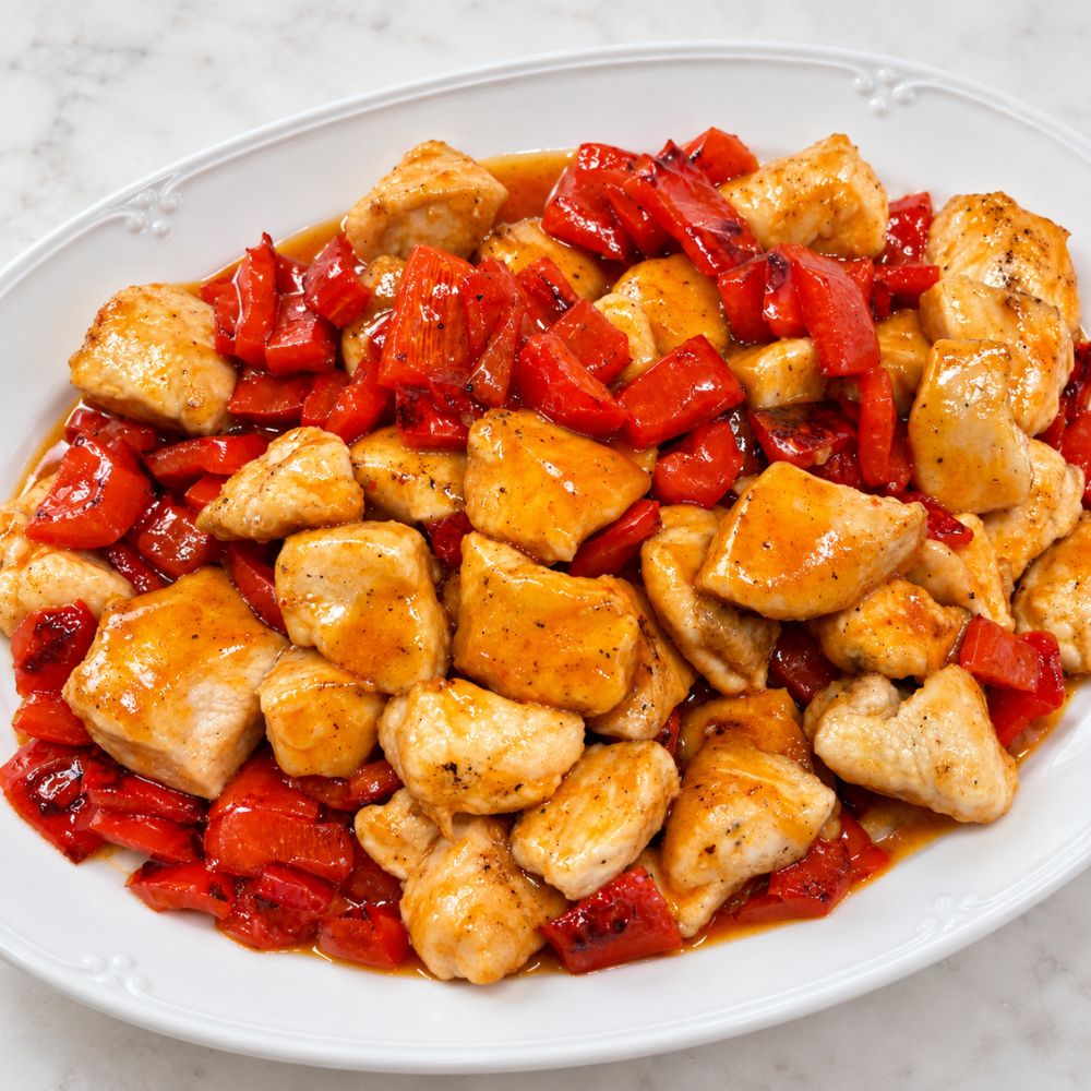 Pollo e peperoni in agrodolce