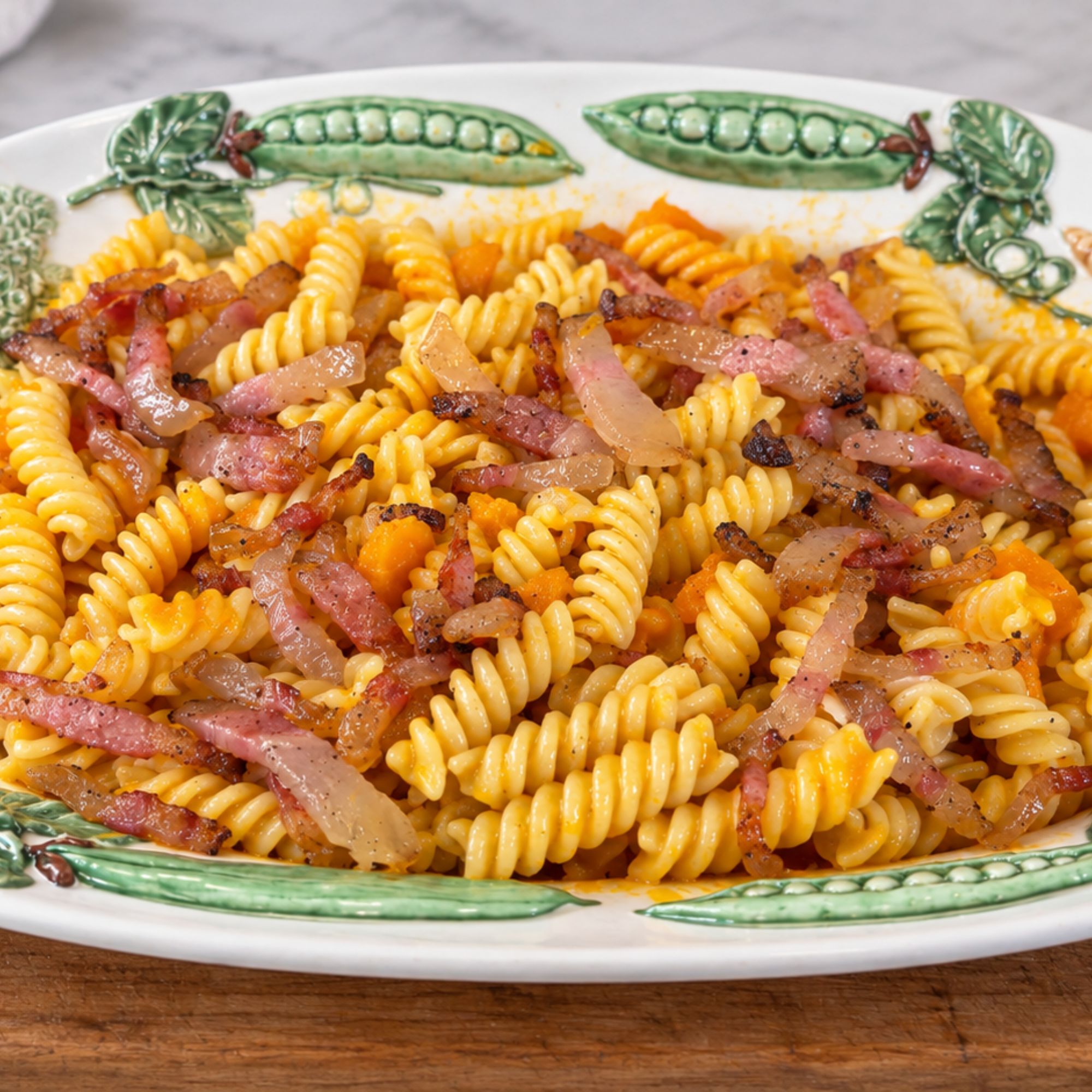 Pasta con zucca e guanciale